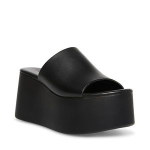 CHRISTA black leather platform sandals Steve Madden